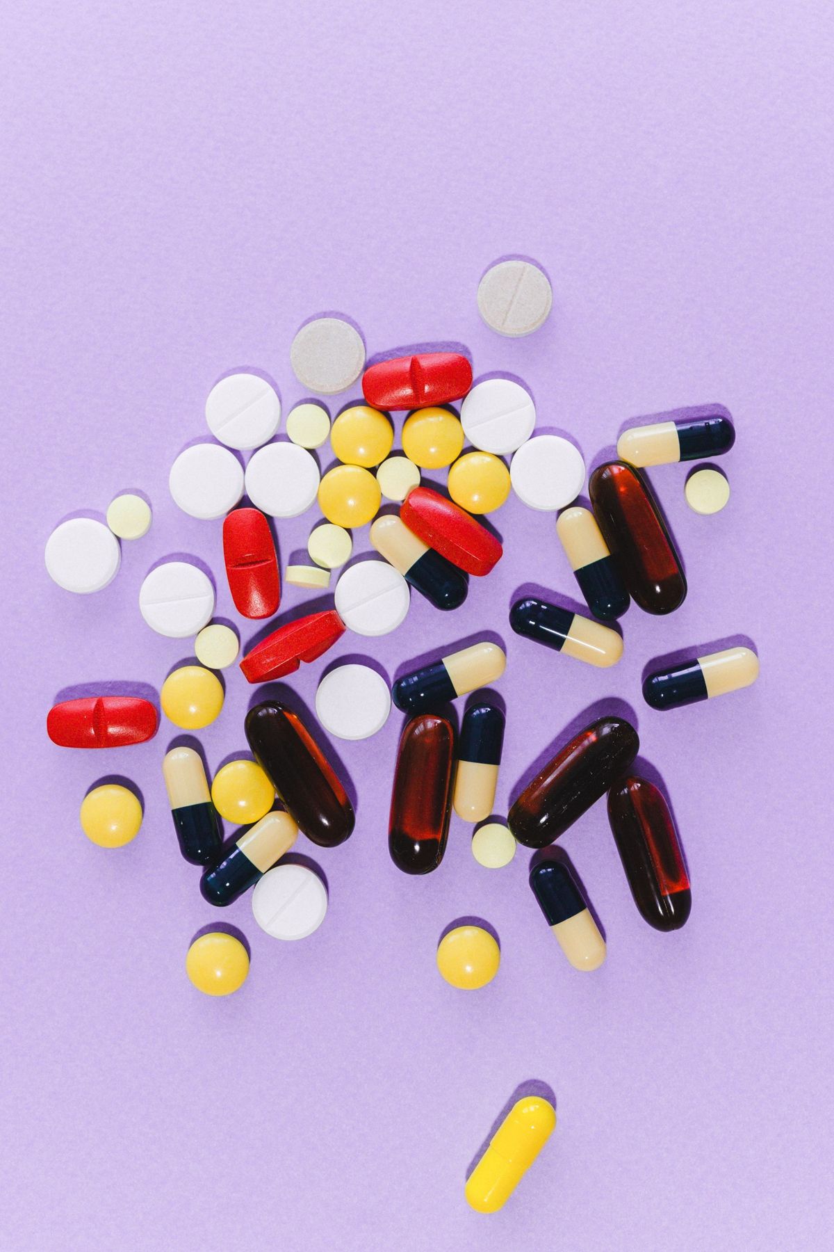 Colourful capsules and tablets